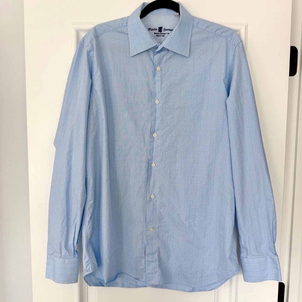 Martin Freeman Men’s Light Blue Dress Shirt, Made in Italy, size 16 41